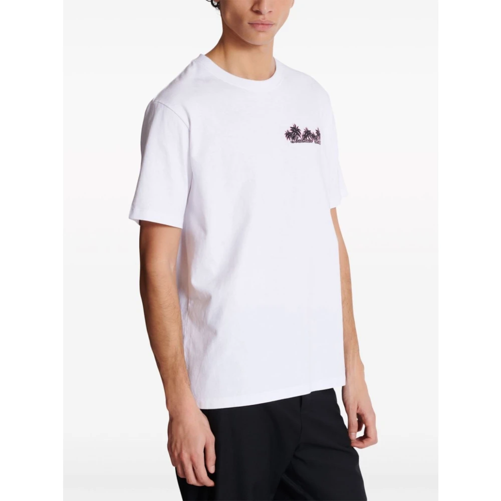 Balmain Palmboom Logo Print T-shirt White Heren