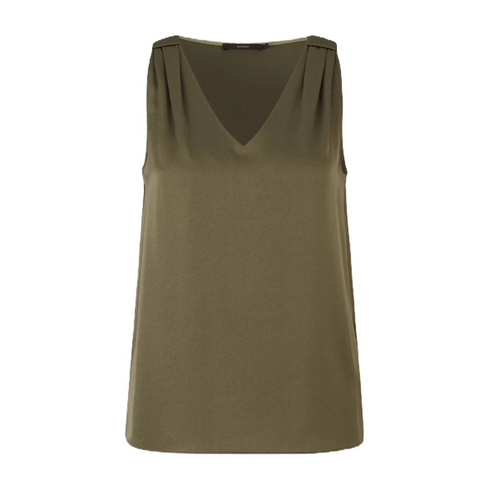 Windsor Japanse Crêpe Blouse Top Green Dames