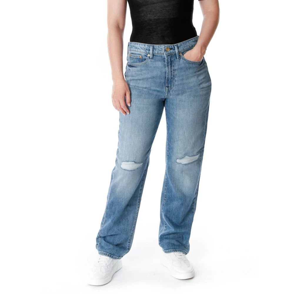 Denham Blue High Waist Straight Jeans - Female - Straight Fit Jeans - W28 L30 - Jeans