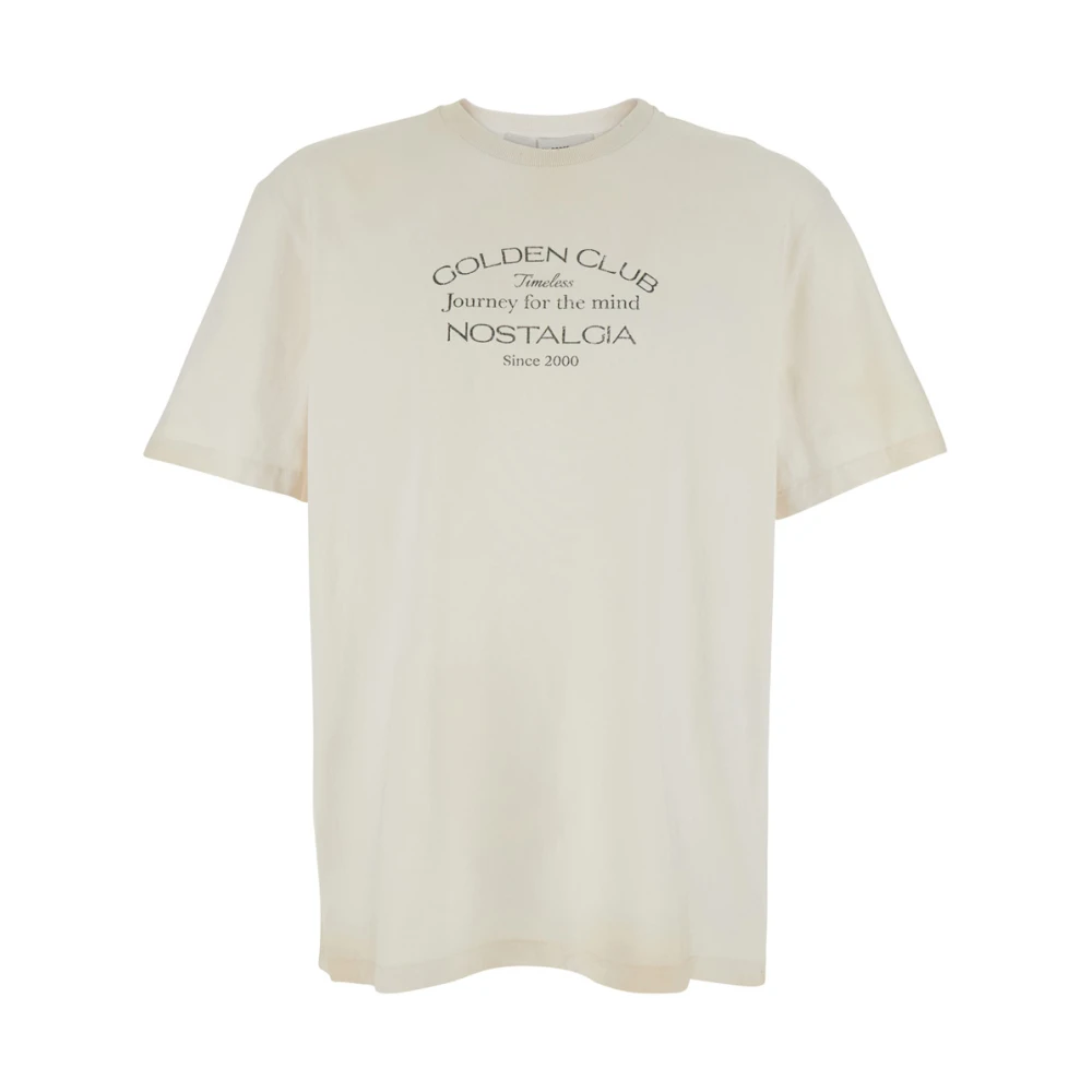 Golden Goose Wit Logo Print Crewneck T-Shirt Katoen White Heren