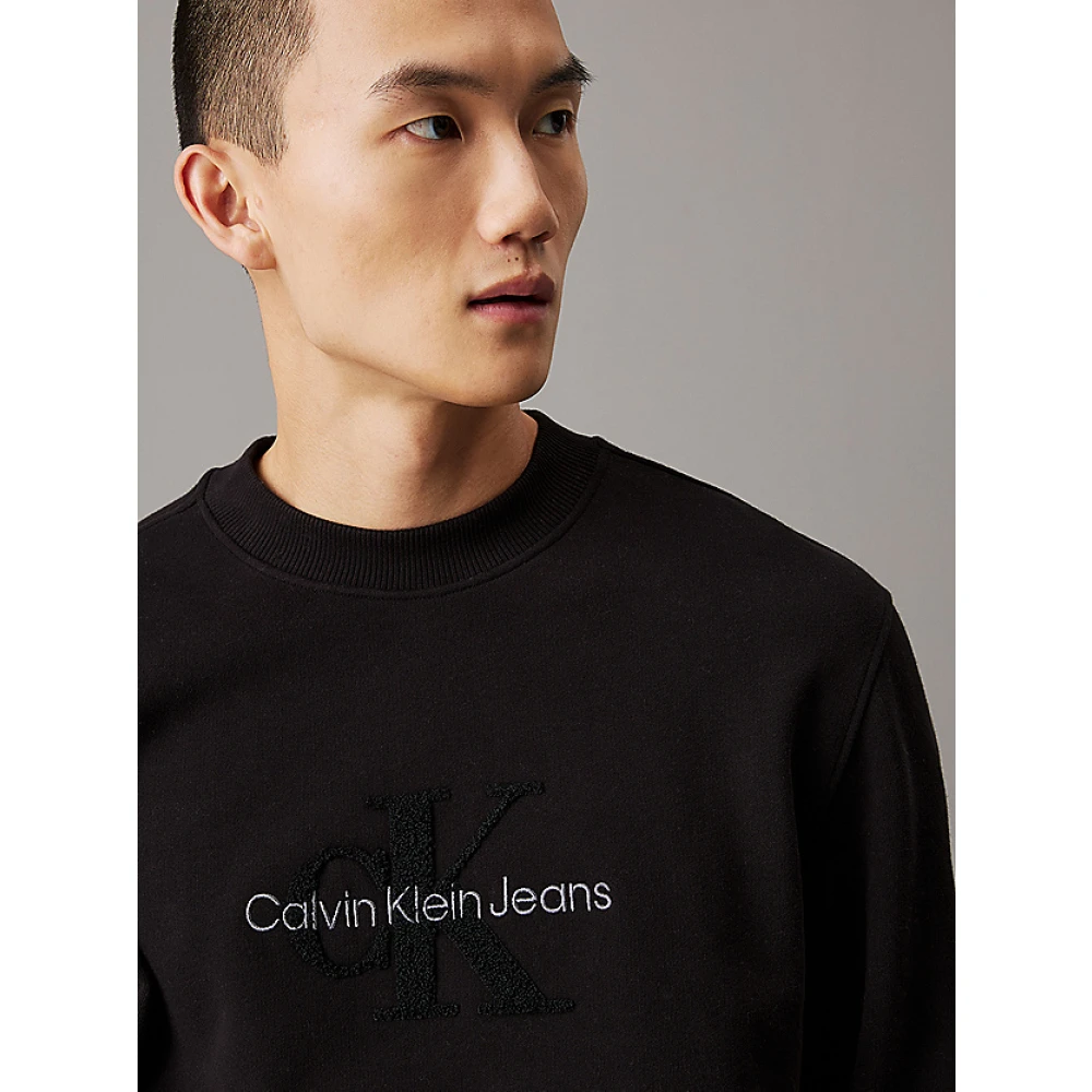 Calvin Klein Jeans Heren Crewneck Sweatshirt met Monogram Black Heren