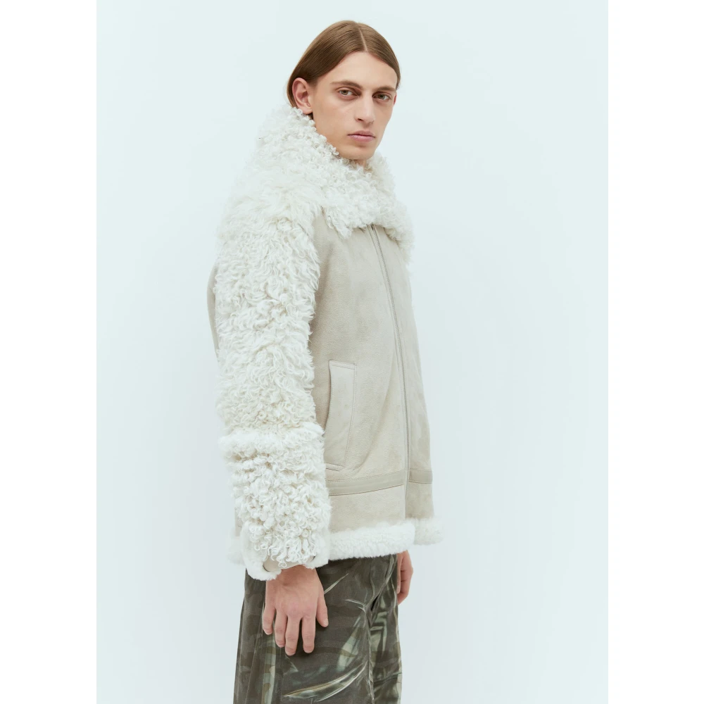 Diesel Shearling Panel Leren Jas Gray Heren