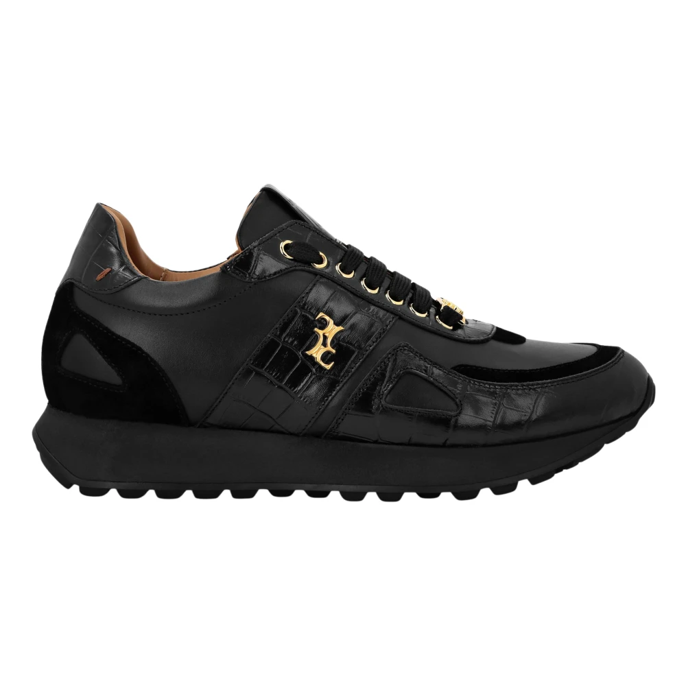 Billionaire Croco Printed Nubuck & Suede Runner Heren Schoenen Zwart