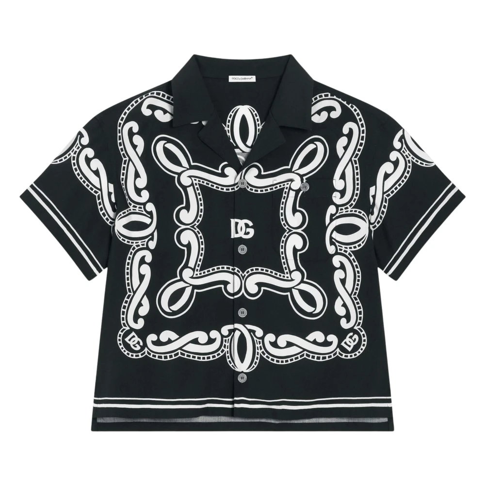 Dolce & Gabbana Black Kids Shirts, Male, 10 Y, Bandana Print Shirt In
