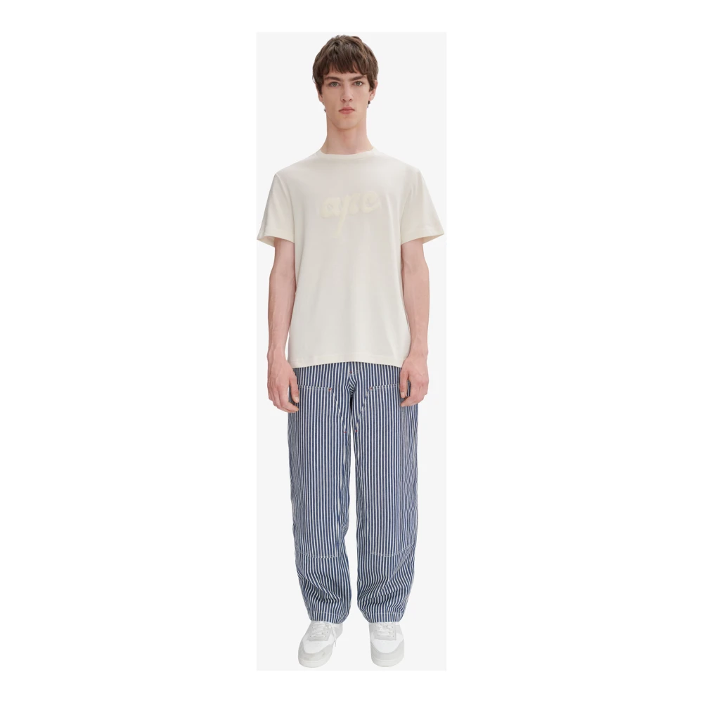 A.p.c. Katoenen T-shirt met korte mouwen en print Beige Heren