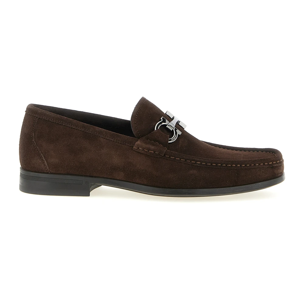 Ferragamo Men's Brown Loafers, 7 Uk, Grandioso 2 Suede Loafers