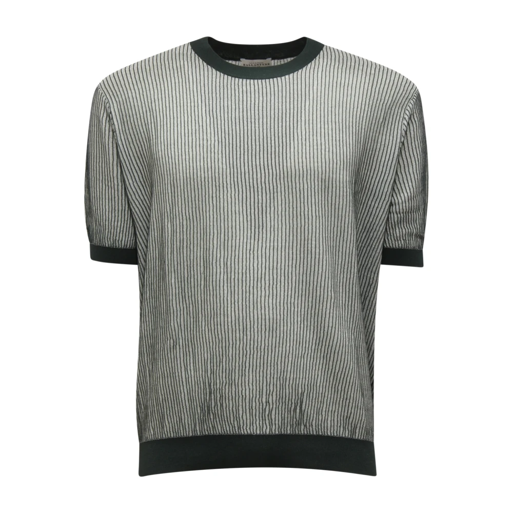 Ballantyne Men's Green Dark -Light Knit Jumper - Round-Neck Knitwear - Xl - Knitwear