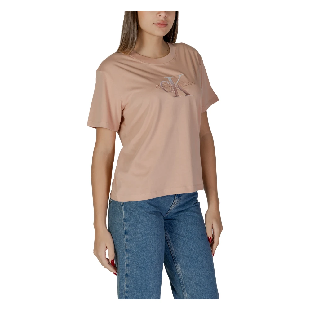 Calvin Klein Jeans Korte mouw katoenen T-shirt collectie Pink Dames