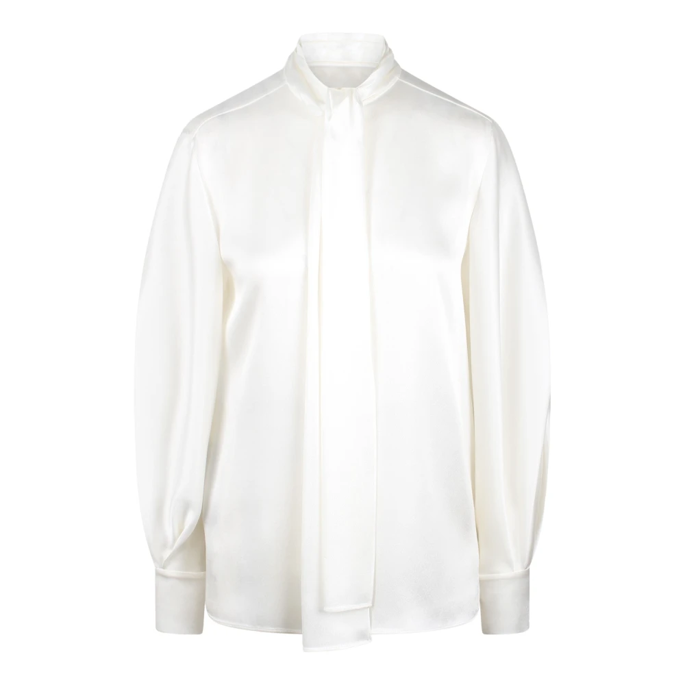 Alberta Ferretti Silk Satin Blus Skjorta Fw24 White, Dam