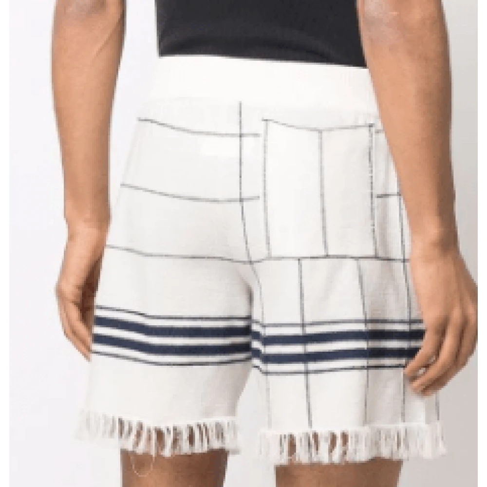 Maison Margiela Geruite Franje Shorts White Heren