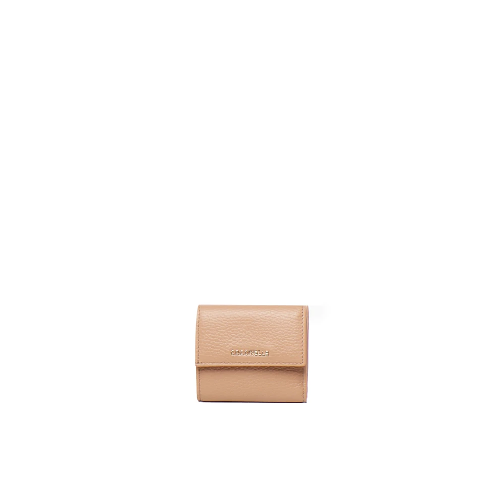 Coccinelle Portemonnee van graanleer met rits Beige Dames