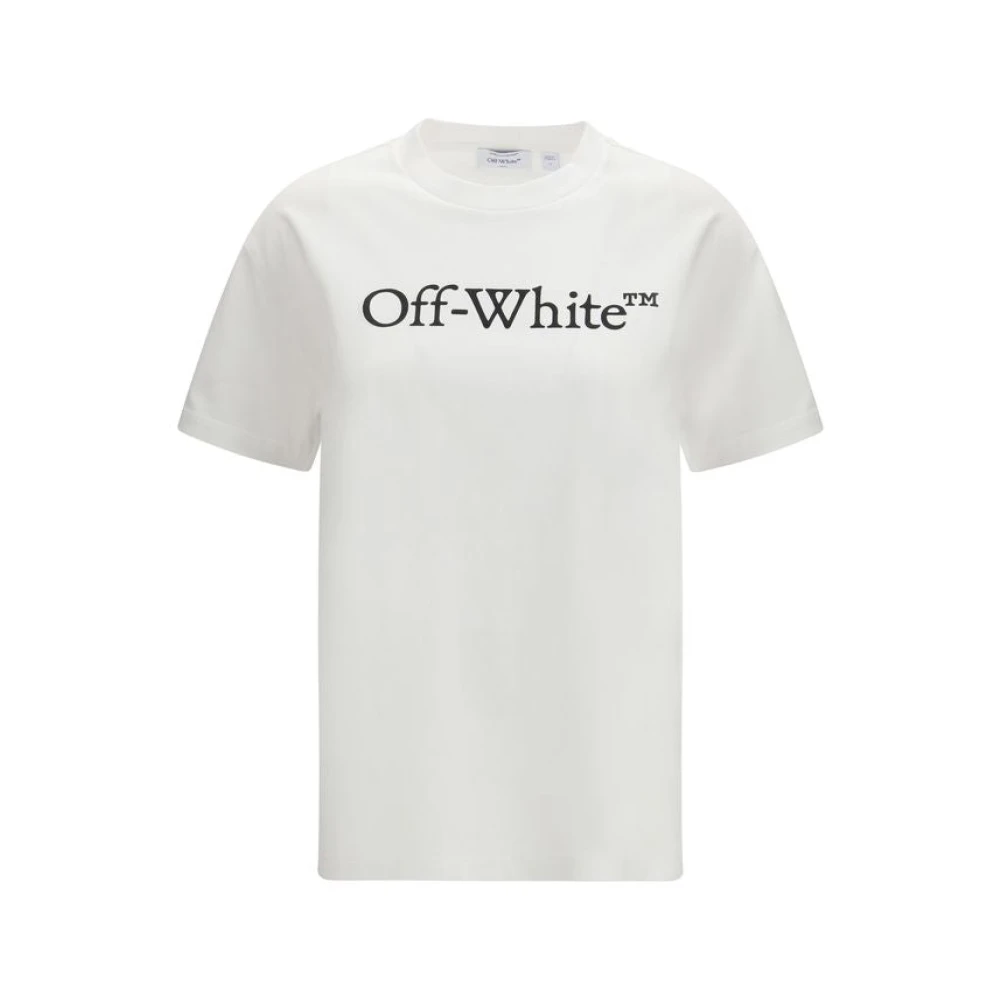 Off White Women's White Off T-Shirts, Xs, Big Logo Bookish T-Shirt
