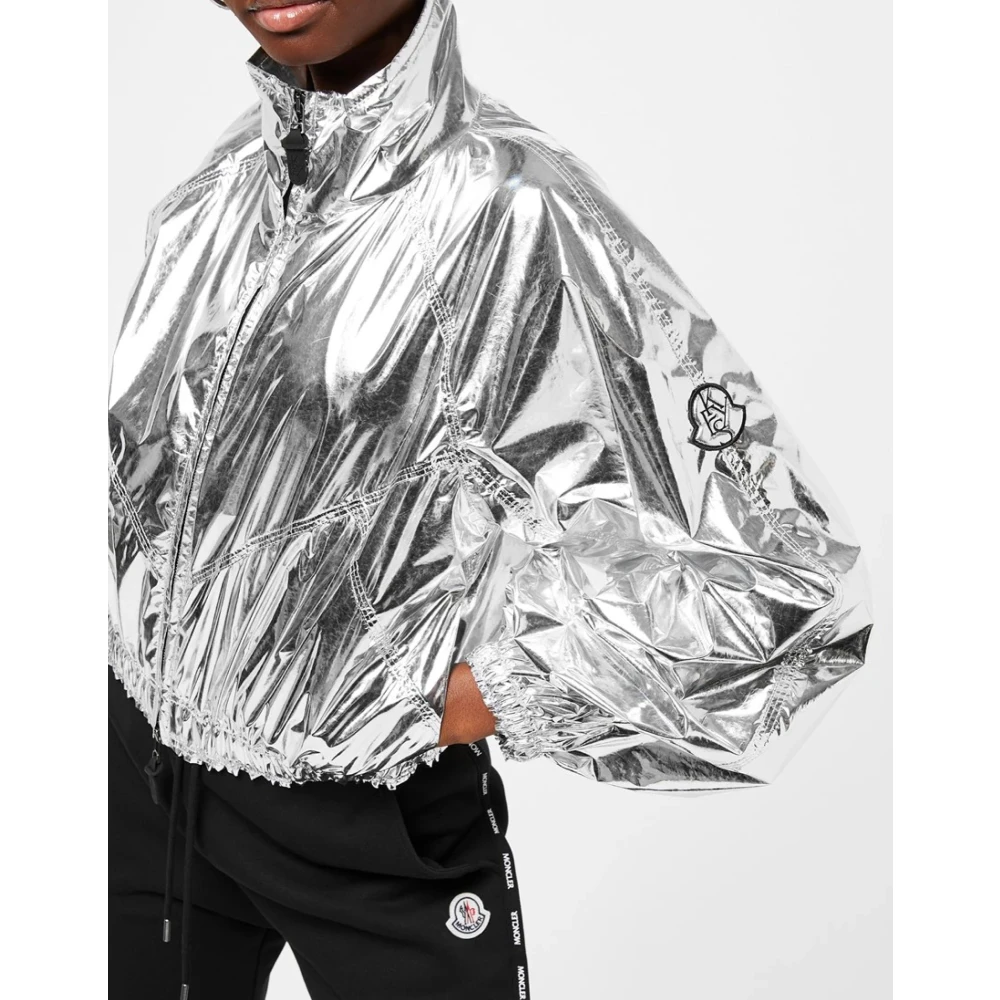 Moncler Alicia Keys Windbreaker Jas Zilver Logo Gray Dames