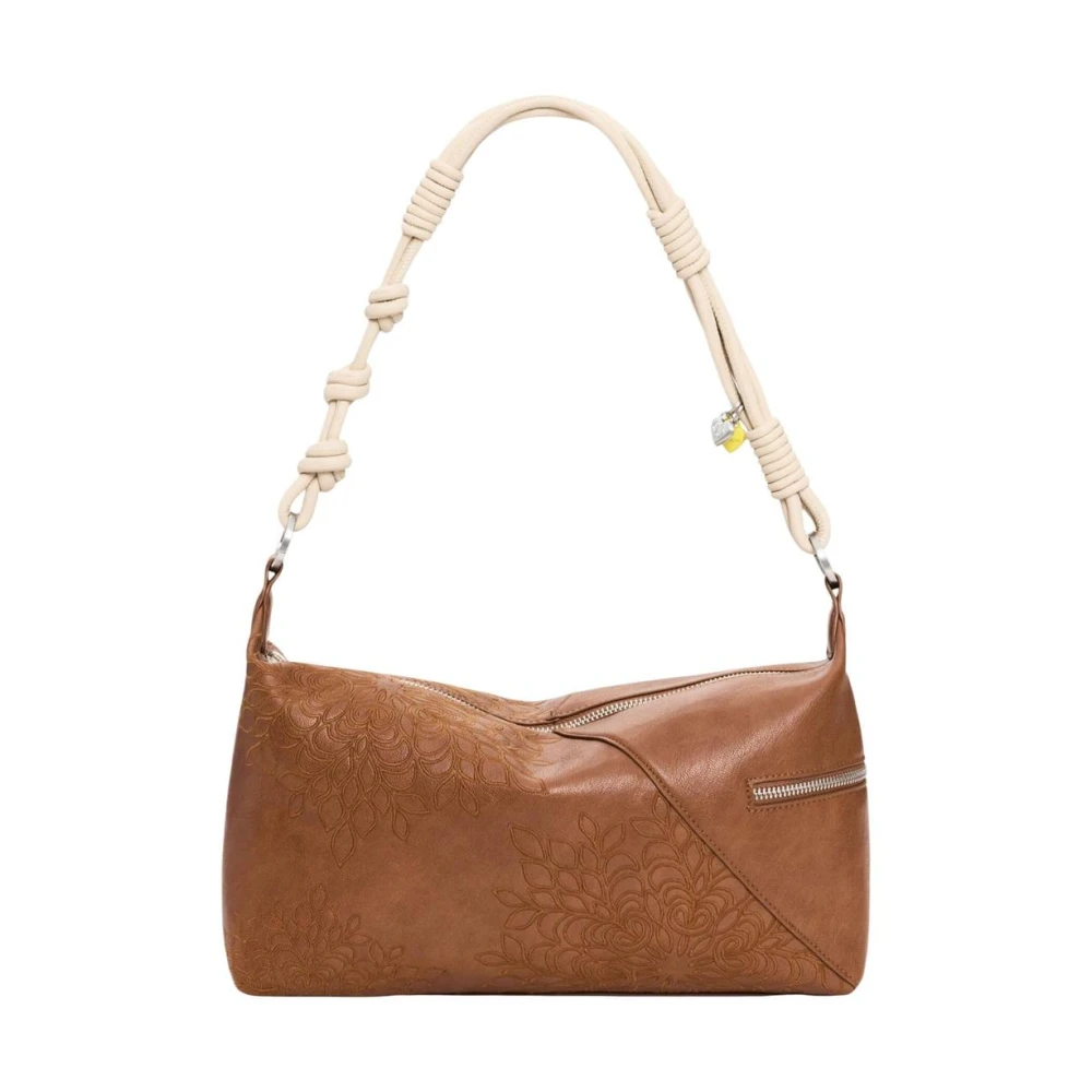 Desigual Women's Brown Shoulder Bags, One Size, Stylish Zip-Fastening Bag With Multiple Pockets