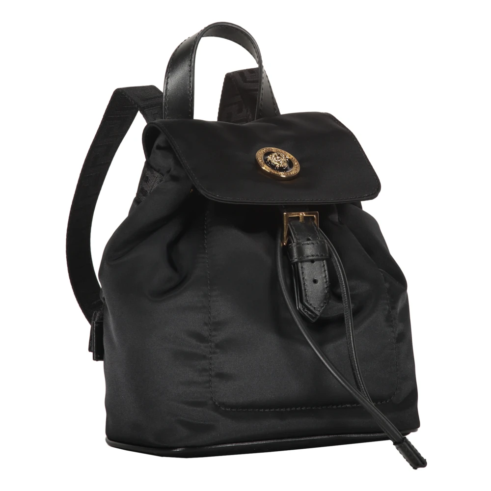 Versace Nylon rugzak met leren details Black Dames