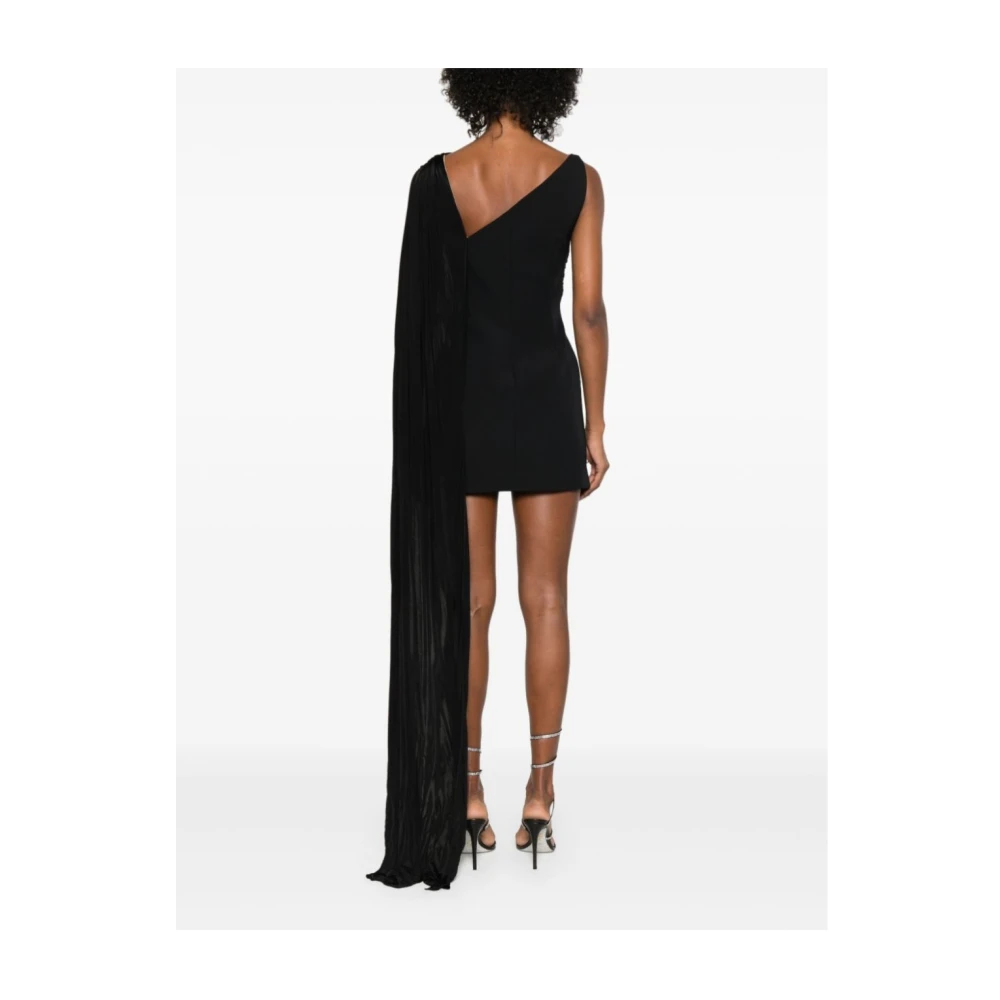 David Koma Zwarte Tule Minijurk Korte Mouw Black Dames