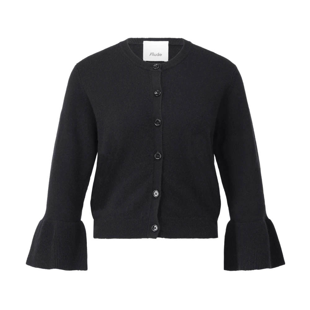 Allude Kasjmier Vest met Trompetmouwen Black Dames