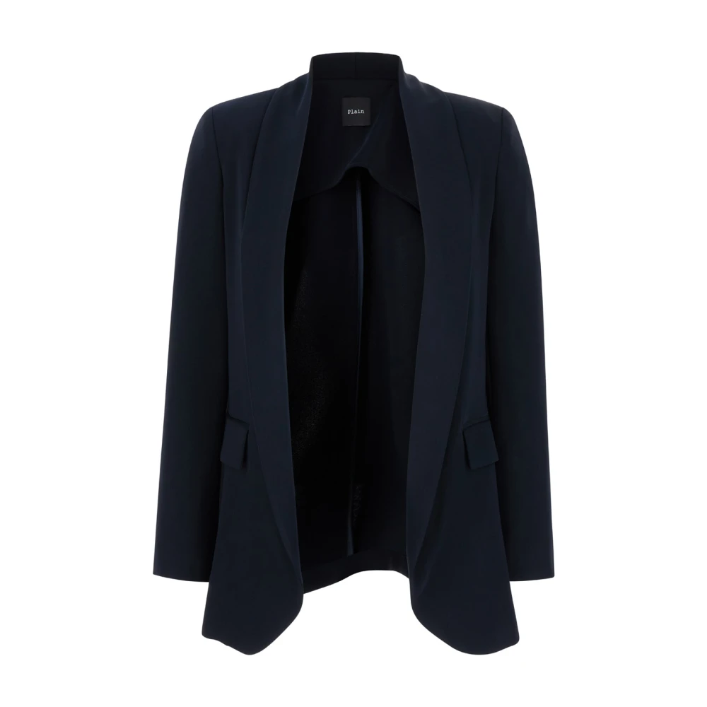 Plain Units Blauwe Asymmetrische Zoom Open Front Jas Blue Dames