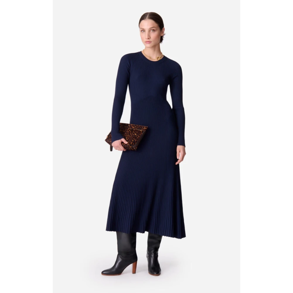 Vanessa Bruno Navy Blauwe Gebreide Jurk Elegante Stijl Blue Dames