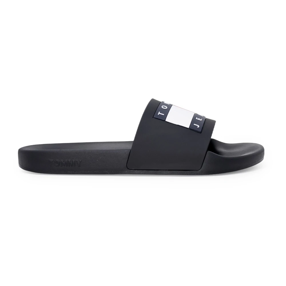 Tommy Jeans Men's Black Stylish Printed Rubber Sole Slippers Size 7 Uk