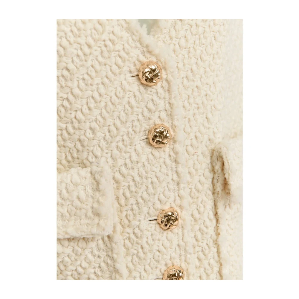 Essentiel Antwerp Geologische Crème Tweed Mouwloos Vest Beige Dames