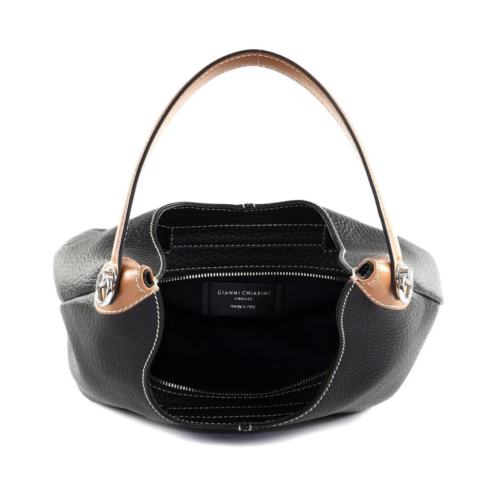 Gianni Chiarini Stijlvolle Zwarte Leren Schoudertas Black Dames