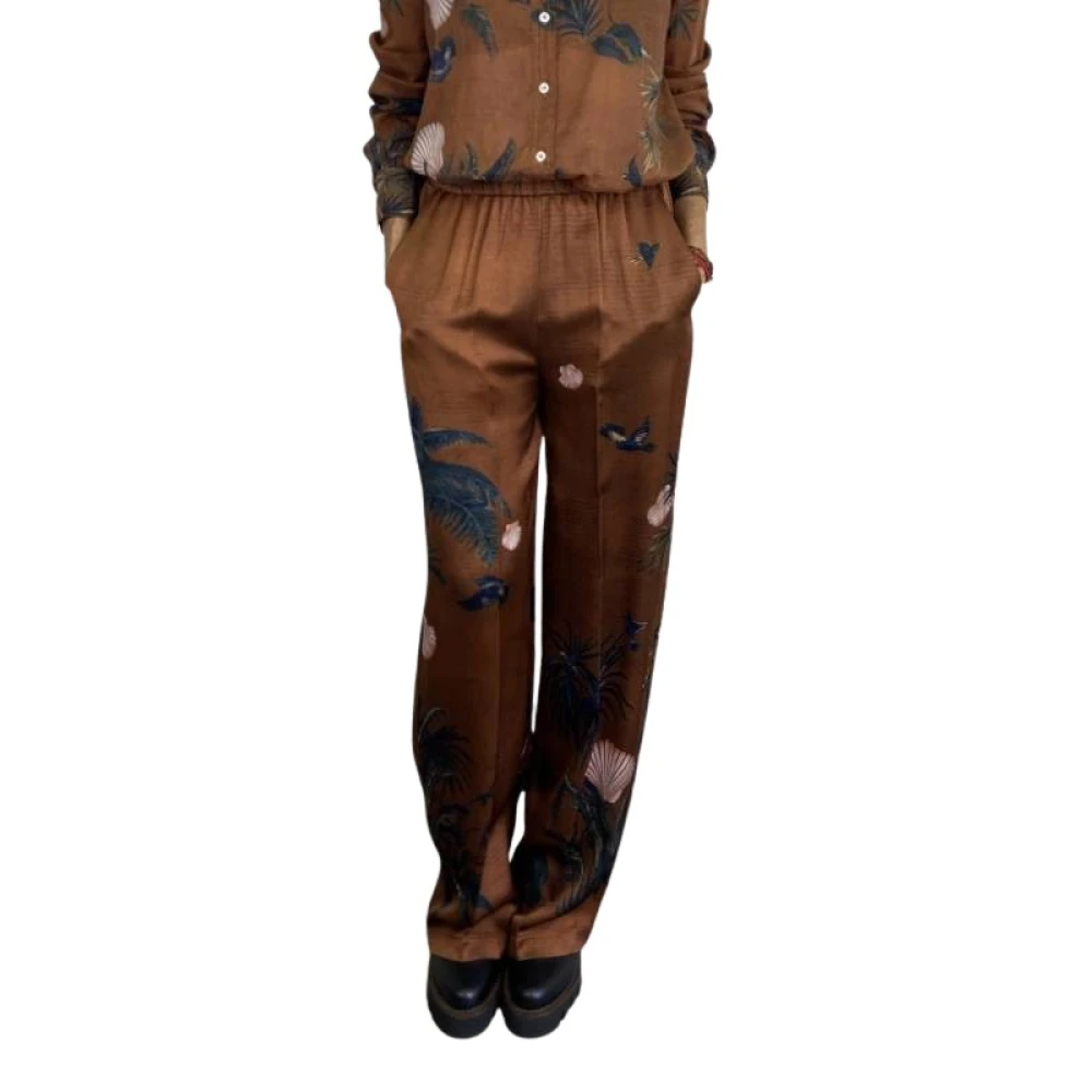 Forte Bruine Bedrukte Broek Multicolor Dames