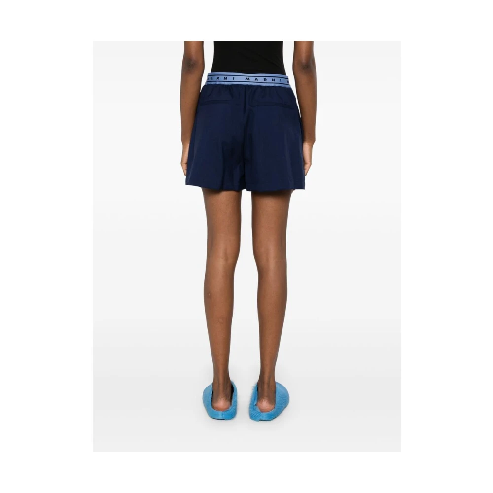 Marni Geplooide Wol Slip-On Broek Blue Dames