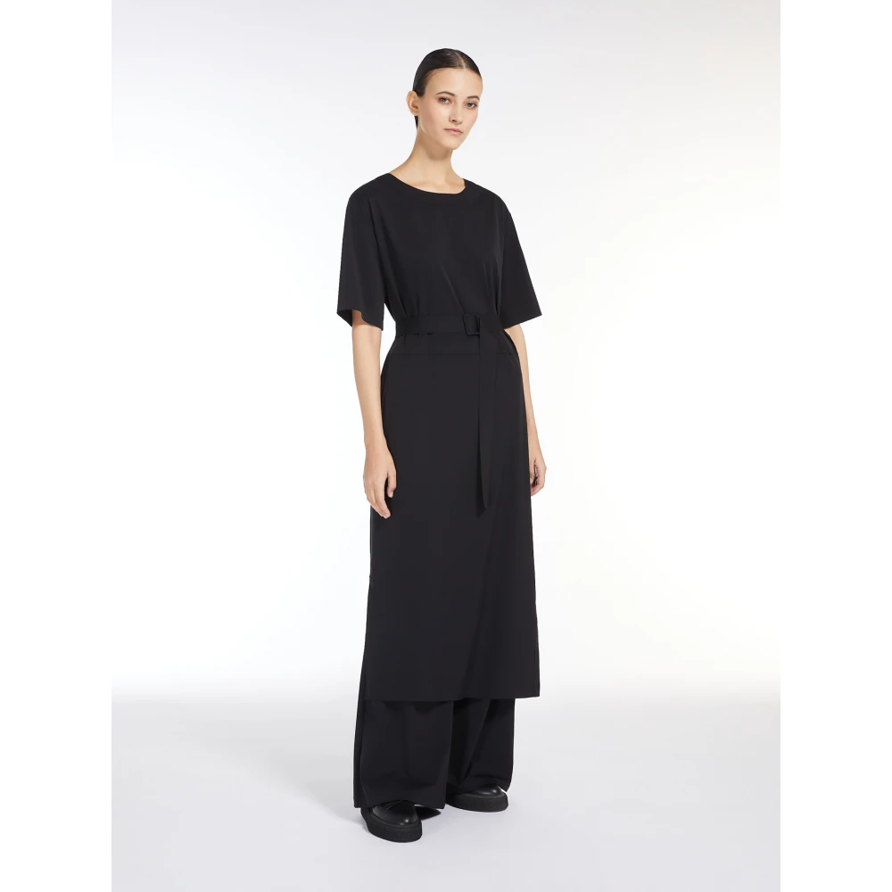 Max Mara Zwarte midi-jurk met lange mouwen Black Dames