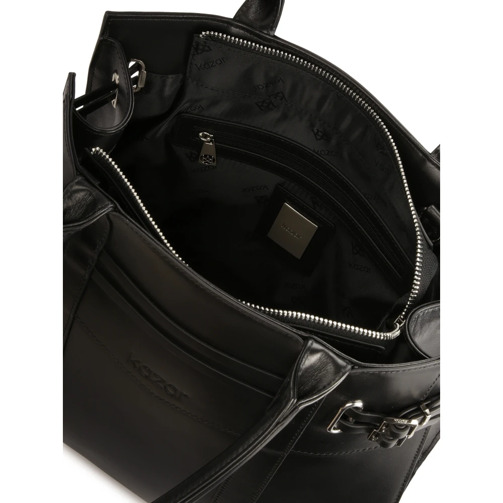 Kazar Zwarte handtas versierd met gespbanden Black Dames