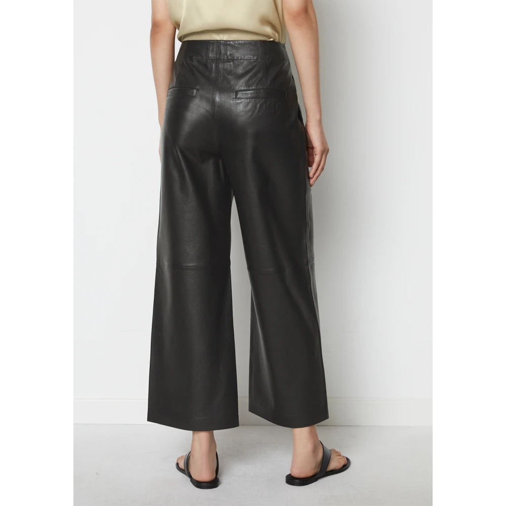 Marc O'Polo Leren culotte wijd Black Dames