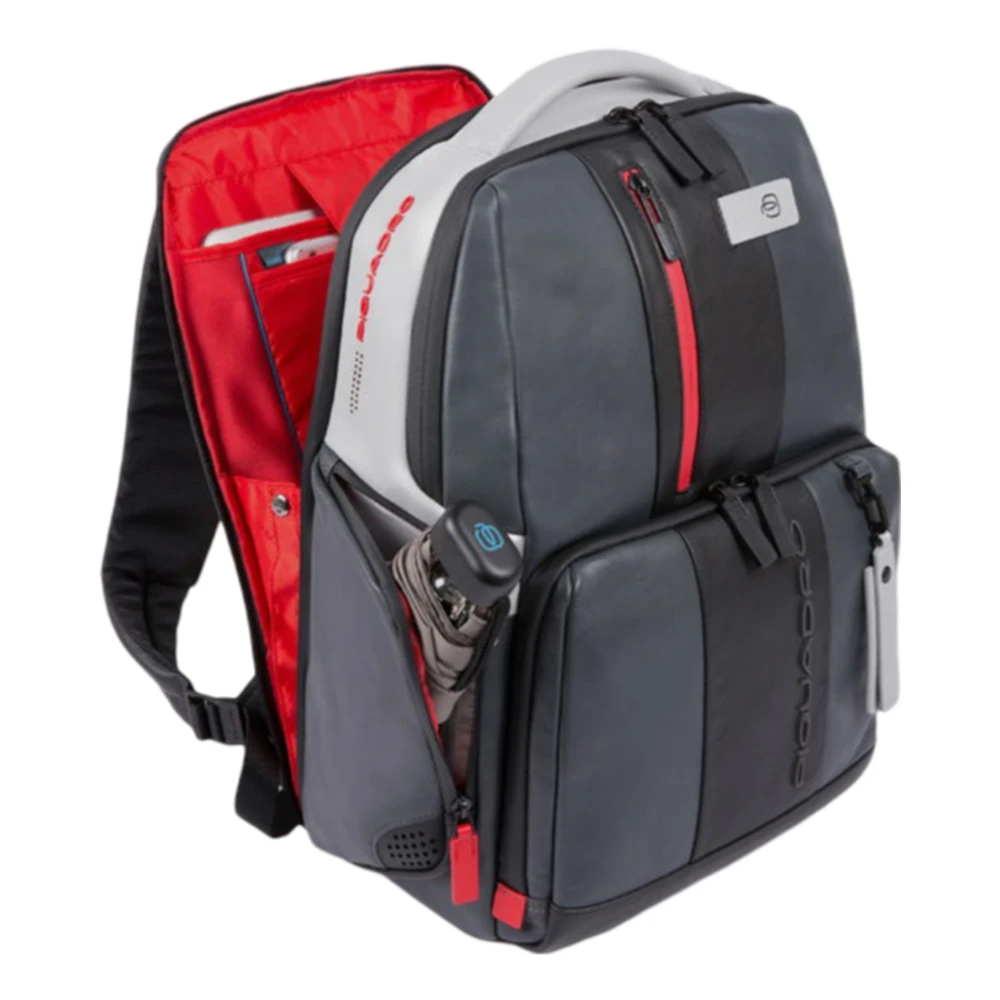 Piquadro Grijze Leren Rugzak Eén Multicolor Heren