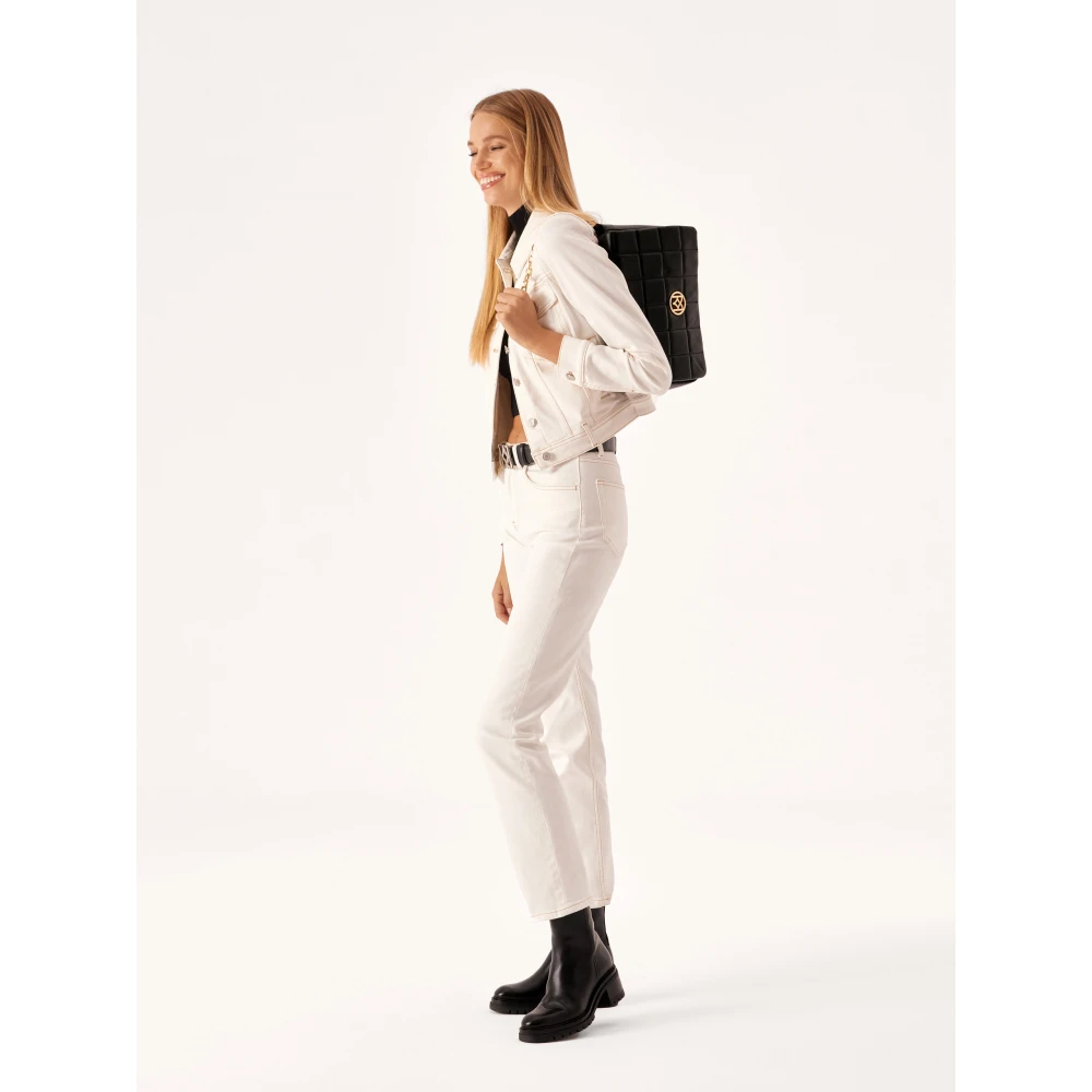 Kazar Zwarte handtas met gewatteerde klep Black Dames