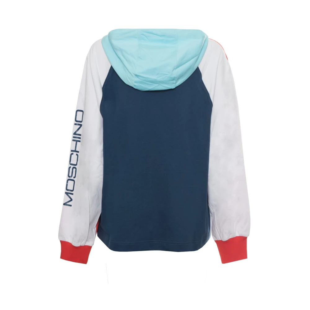 Moschino Stijlvolle Katoenen Bomberjack met Logo Blue Dames