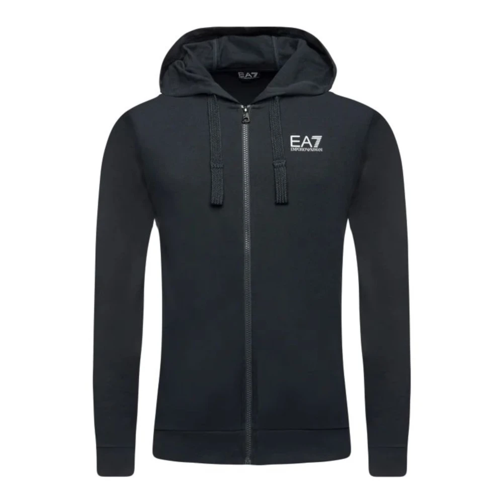 Emporio Armani EA7 Blå Natt Hoodie med Dragkedja Blue, Herr