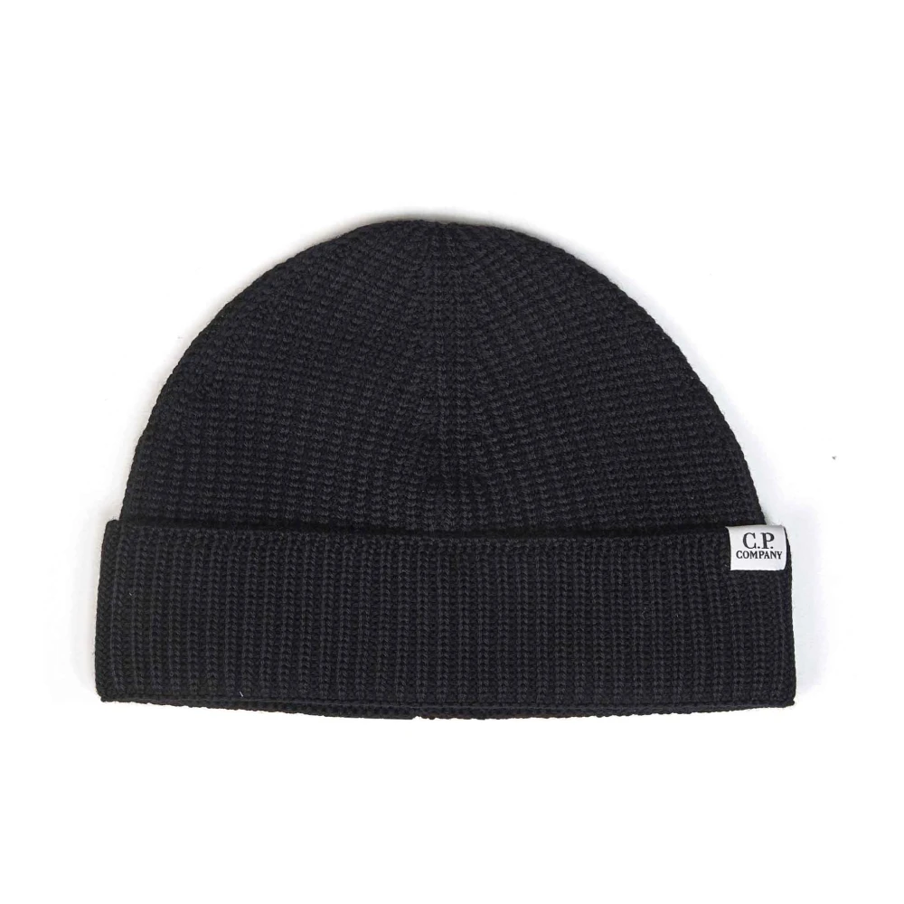C.p. Company Men's Black Ribbed Wool Beanie - Accessories - One Size - Accessories