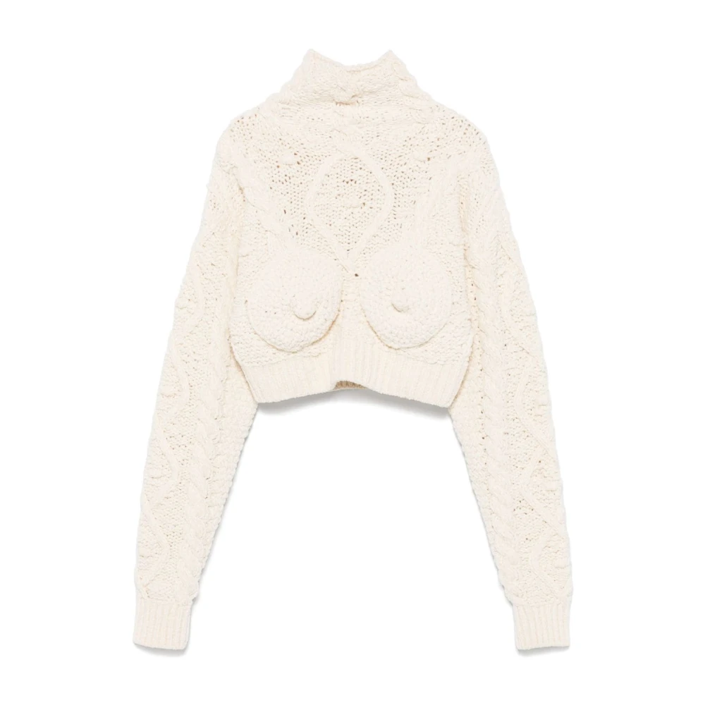 Jean Paul Gaultier Chunky Gebreide Coltrui Sweater Beige Dames