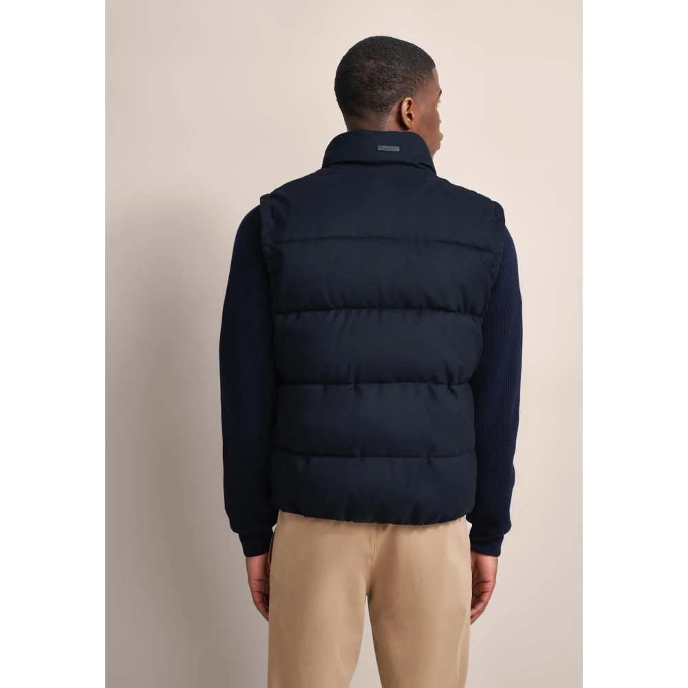 Bugatti Mannen gewatteerd vest met dubbele kraag Blue Heren