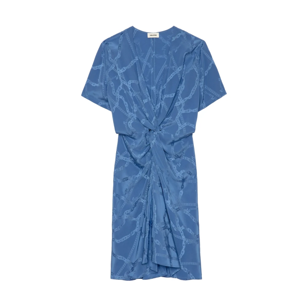 Zadig & Voltaire Cerulean Blue V-Hals Jurk met Knoopdetail Blue Dames