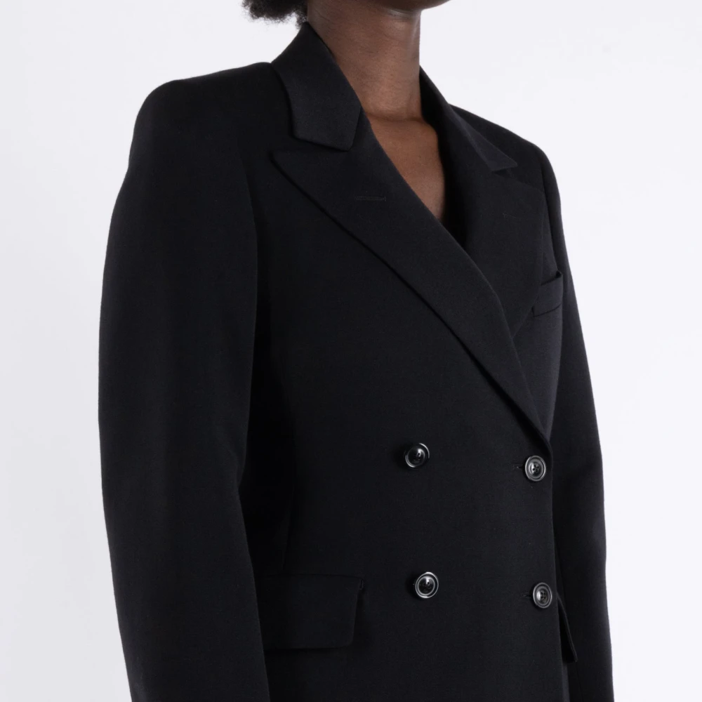 Maison Margiela Zwarte Wollen Jas Black Dames