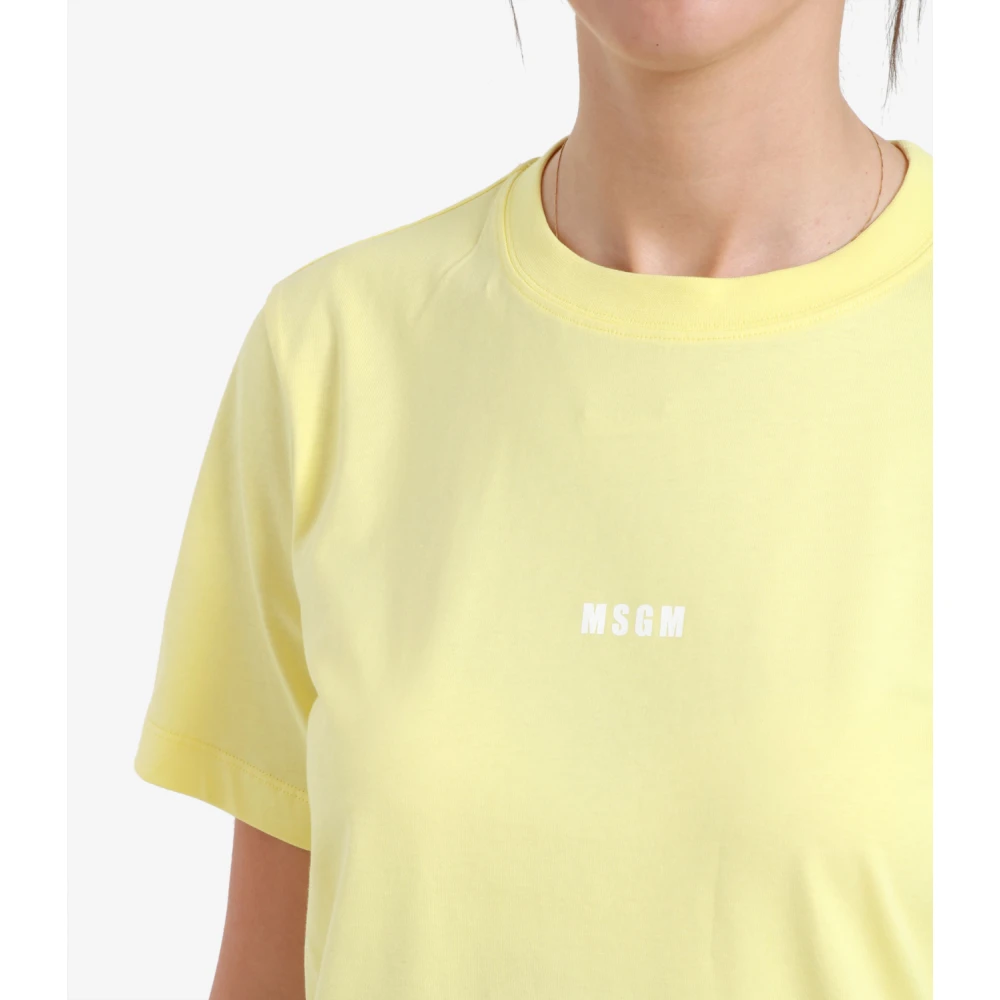 Msgm Gele Katoenen Logo T-shirt Yellow Dames