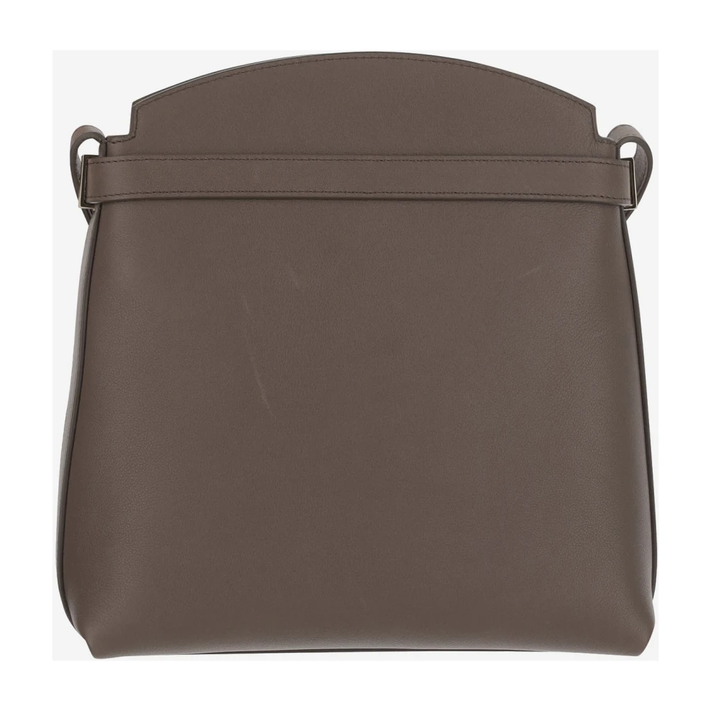 Salvatore Ferragamo Schoudertas van kalfsleer met logo Brown Dames