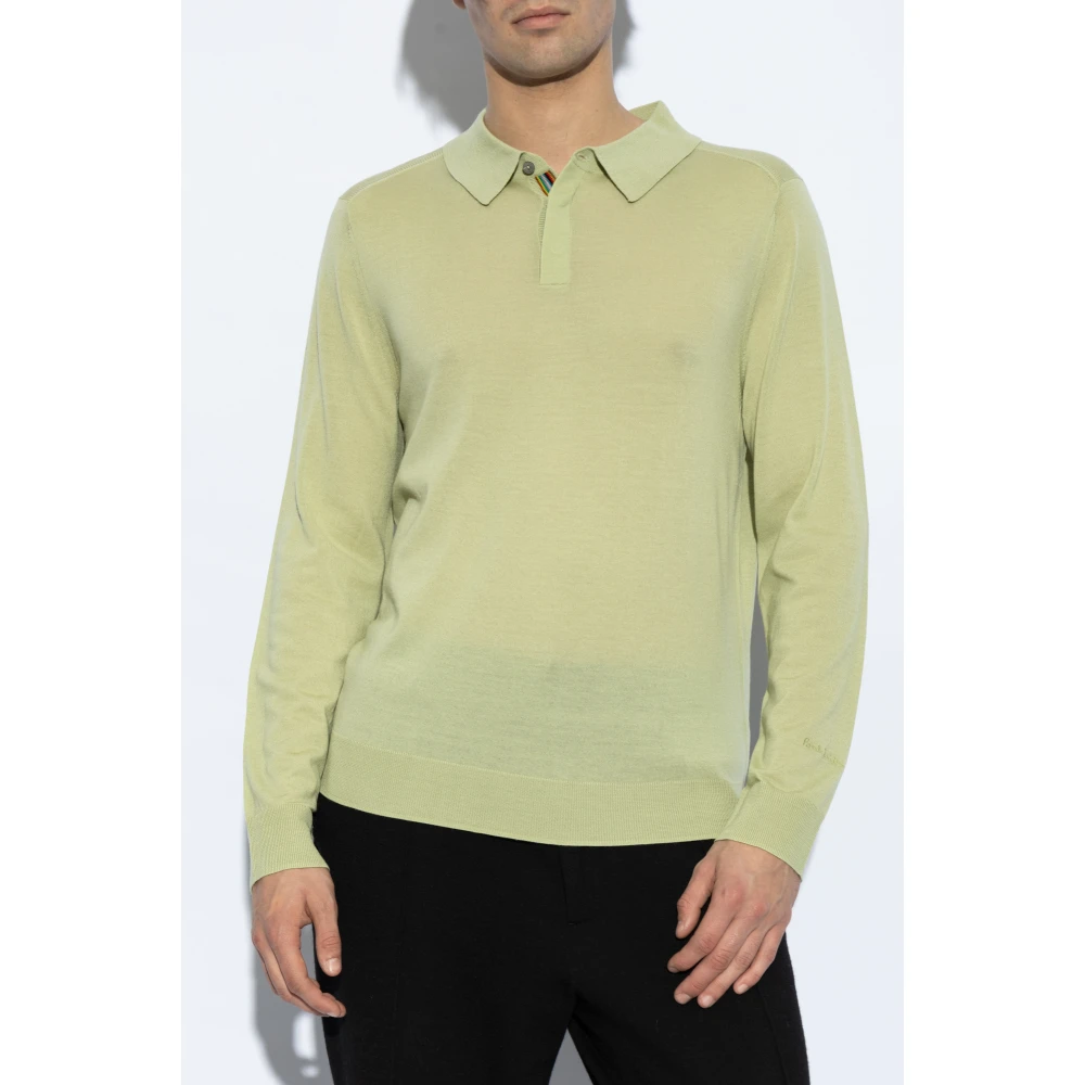 Paul Smith Wollen Polo Trui Green Heren