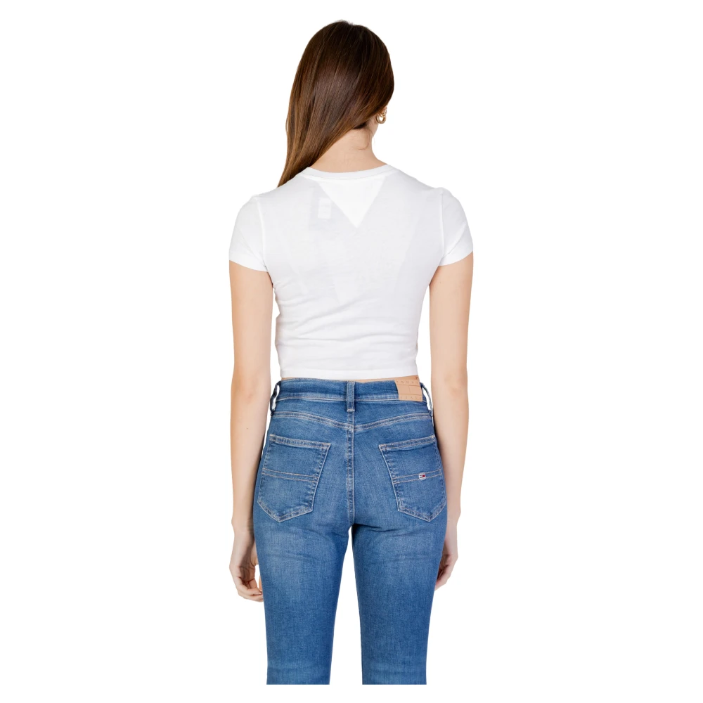Tommy Jeans Gewassen Katoenen T-Shirt Lente Zomer Collectie White Dames