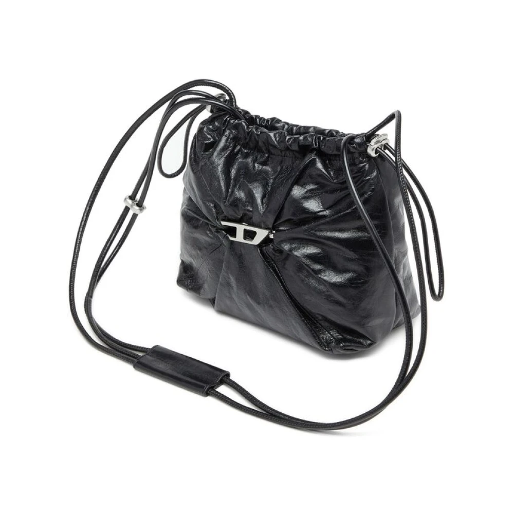 Diesel Zwarte Trekkoord Schoudertas Black Dames