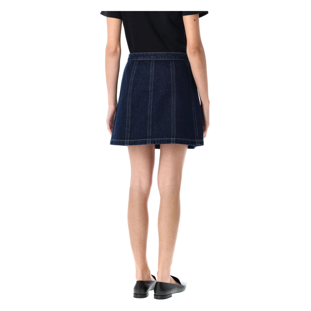 A.p.c. Navy Denim Mini Rok Trapezium Snit Blue Dames