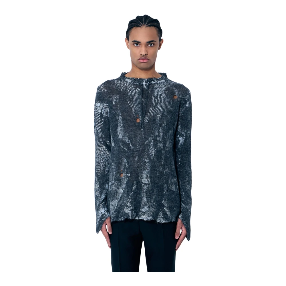 Vivienne Westwood Gebreide hoodie trui met distressed afwerking Gray Heren