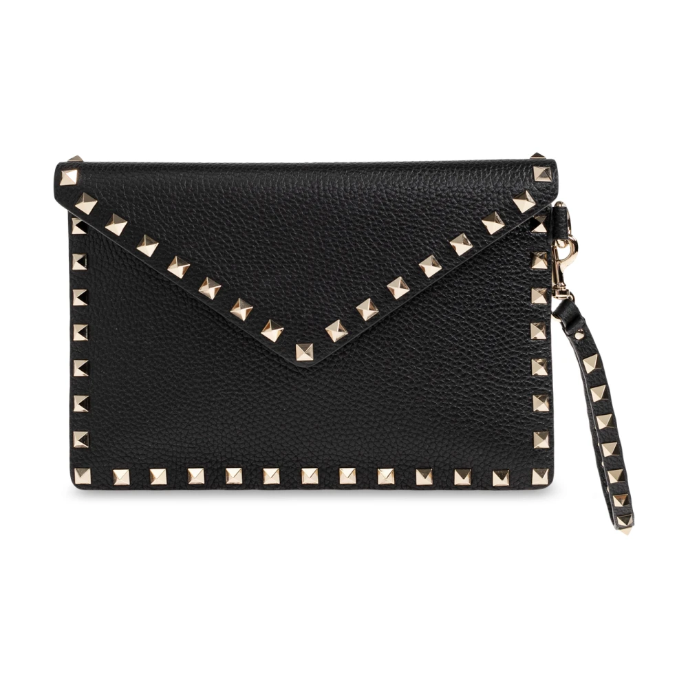 Valentino Garavani Black Clutches, Female, One Size, Rockstud Envelope Clutch