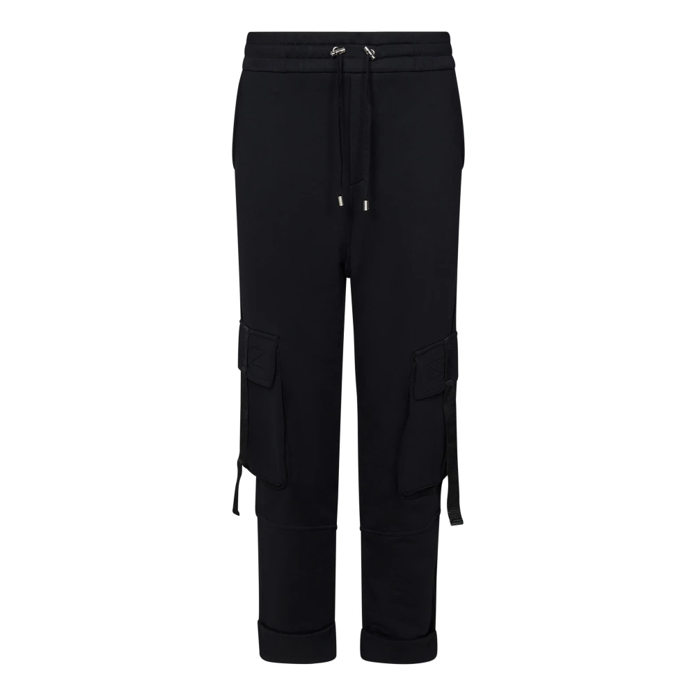 Balmain Zwarte Cargo Broek met Trekkoord Taille Black Heren