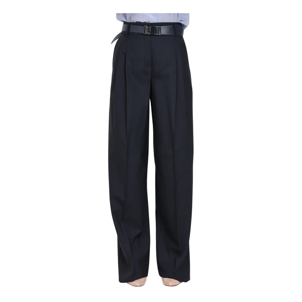 Max Mara Elegante Blauwe Wollen Broek Blue Dames